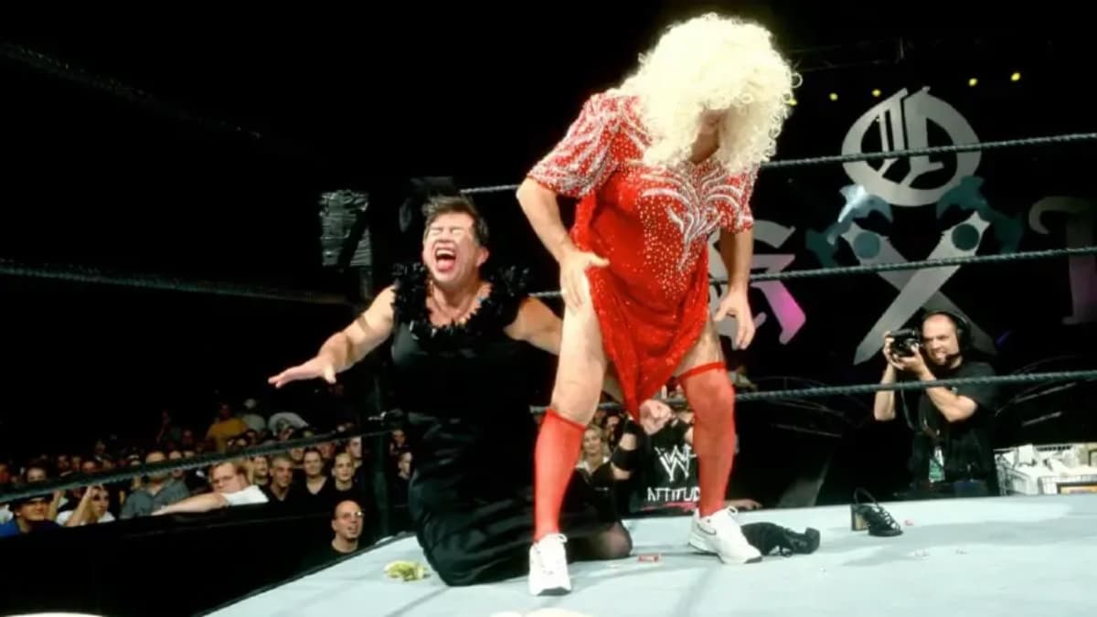 Pat Patterson and Gerry Brisco in drag at WWE King of the Ring 2000