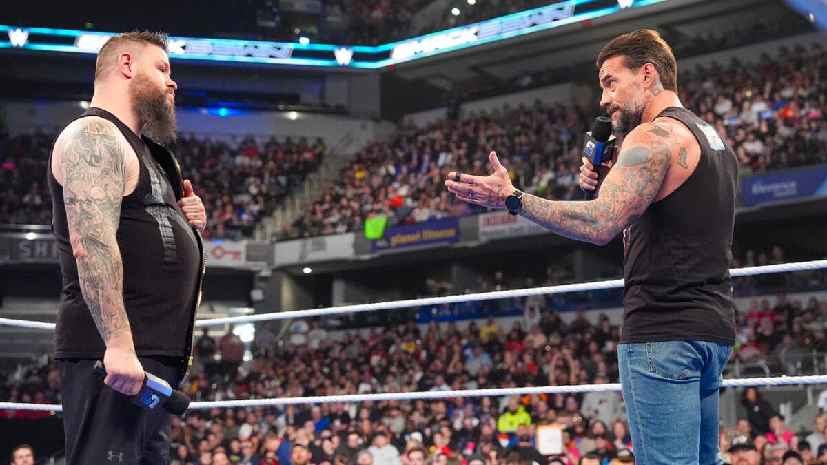 CM Punk and Kevin Owens cutting a promo segment