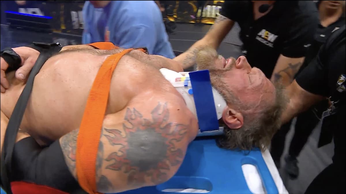 Cope on a stretcher at AEW Dynasty 