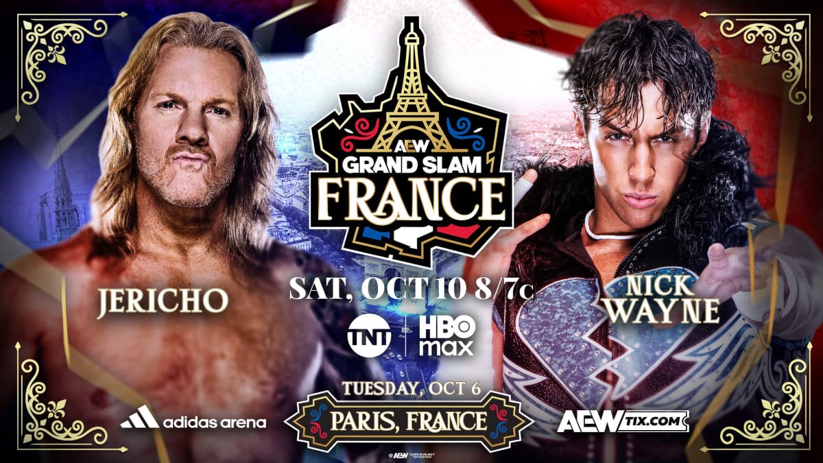 Match graphic for Nick Wayne vs. Jericho at AEW Grand Slam France