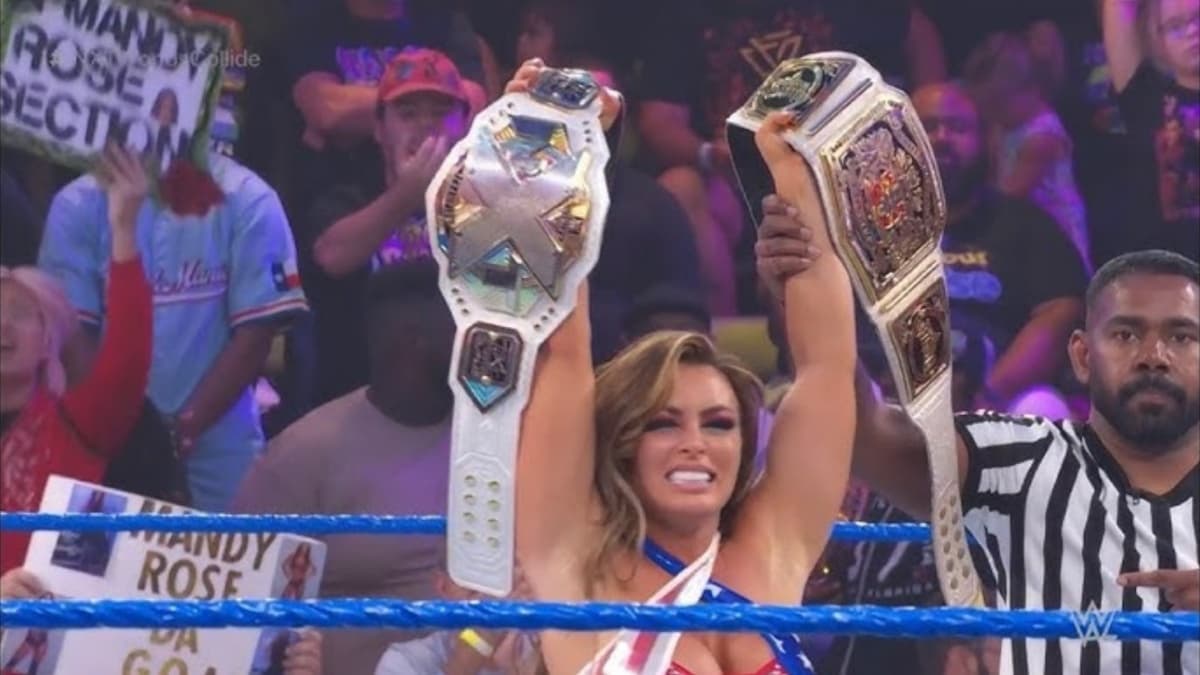 Mandy Rose celebrating at NXT Champion