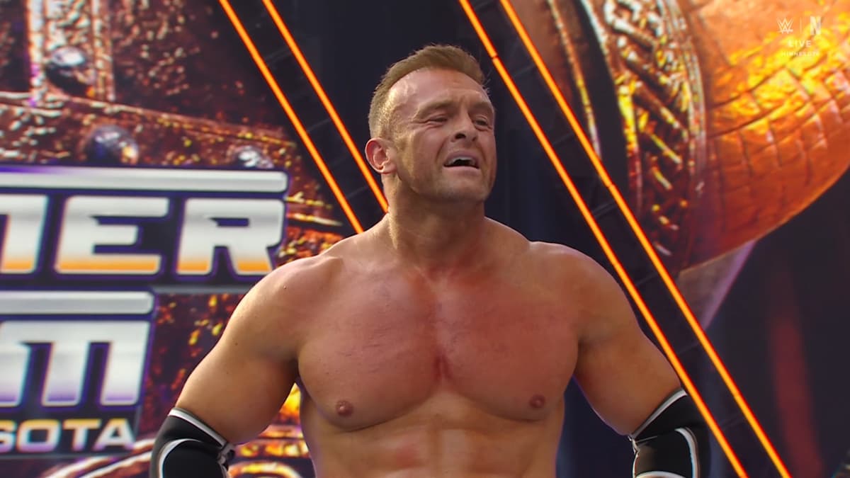 Nick Aldis breathing heavily at WWE SummerSlam
