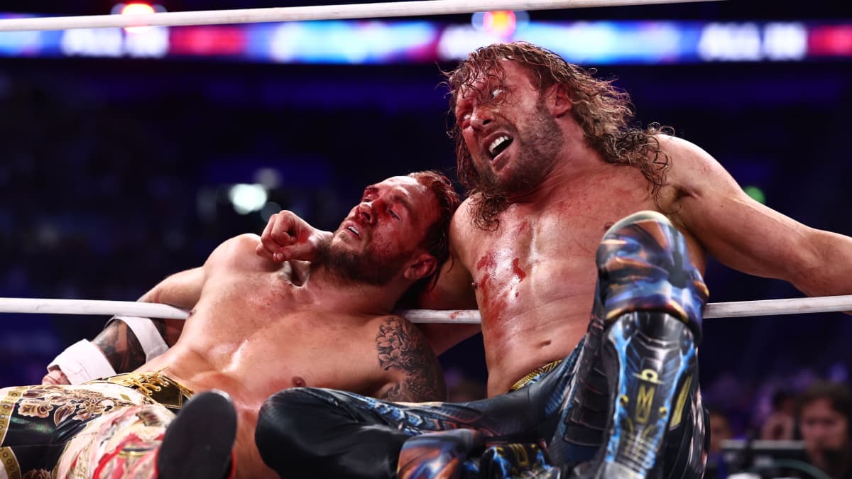 Kenny Omega and Will Ospreay lying together at AEW All In 2026