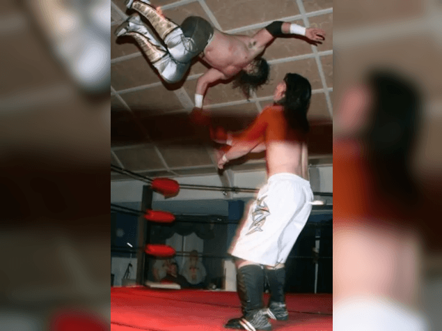 Wrestling against Ben for CRW