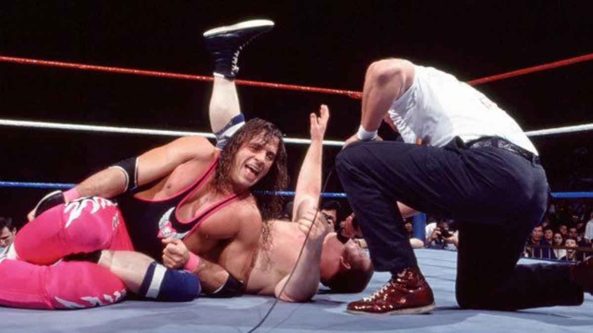Bret Hart with Bob Backlund and Roddy Piper at WWE WrestleMania 11