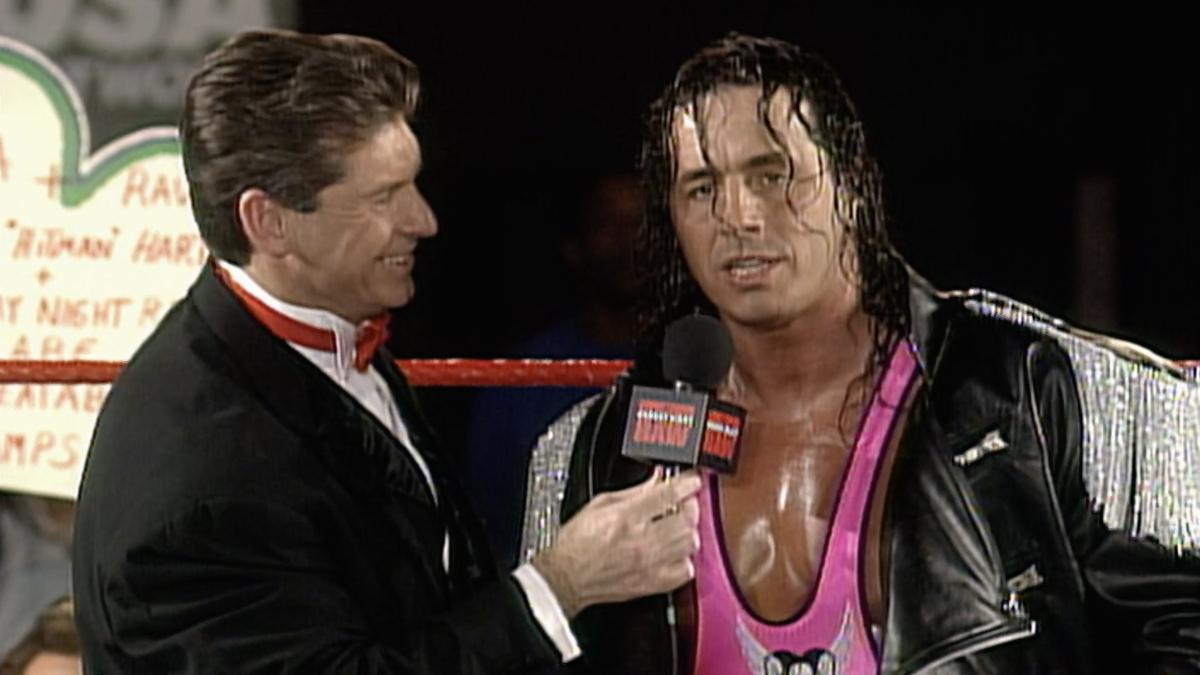 Bret Harrt being interviewed by Vince McMahon on WWE Raw after WrestleMania X