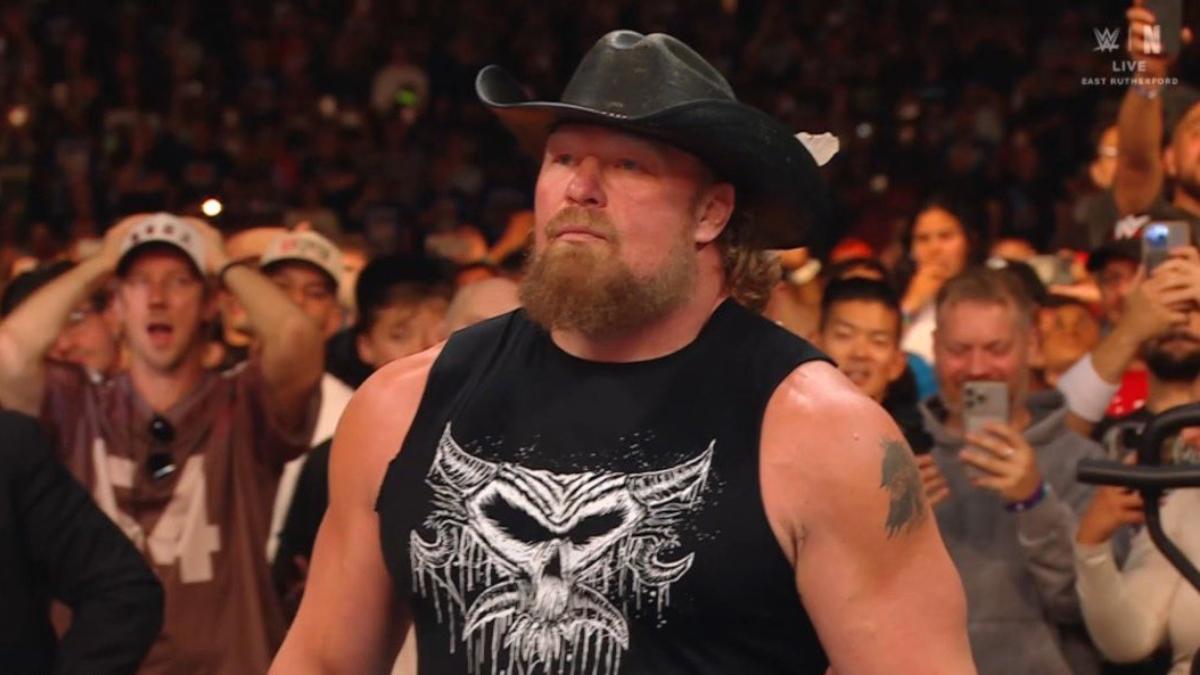Brock Lesnar looks stern during his surprise return at SummerSlam 2025