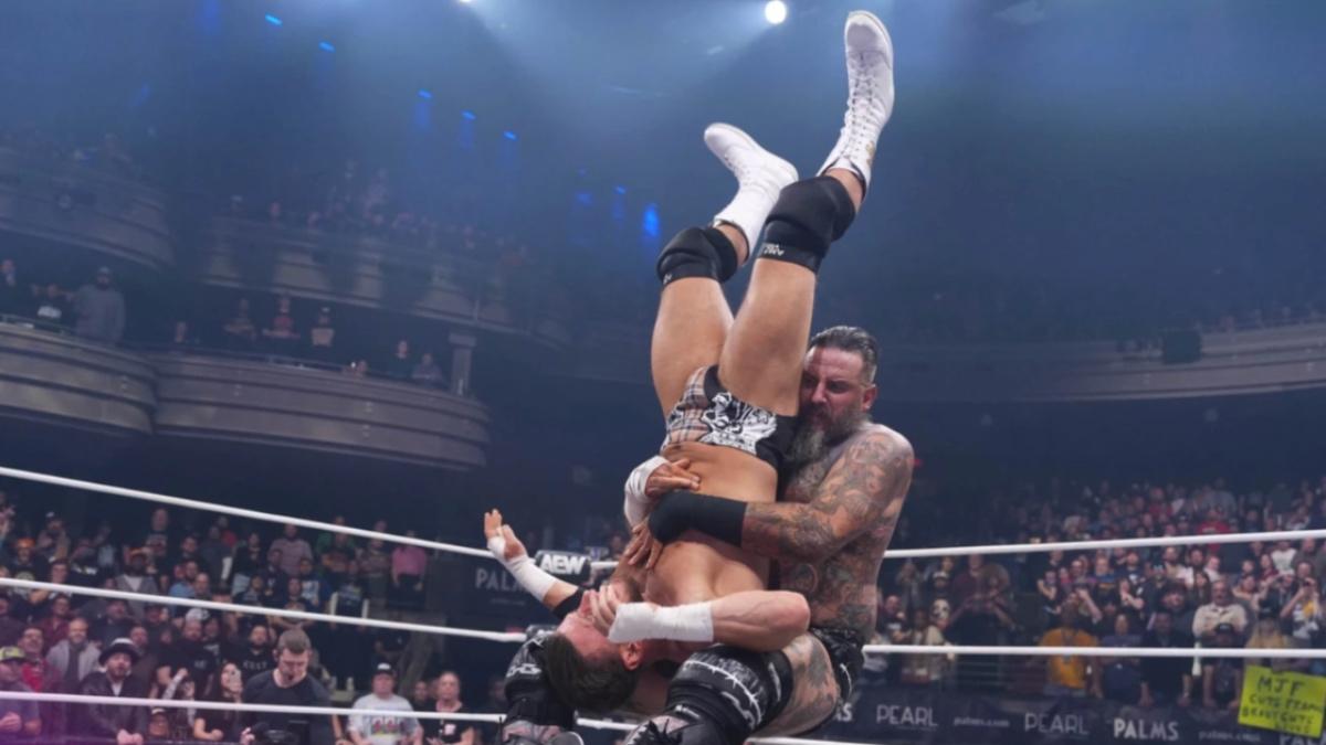 Brody King hitting a piledriver to MJF