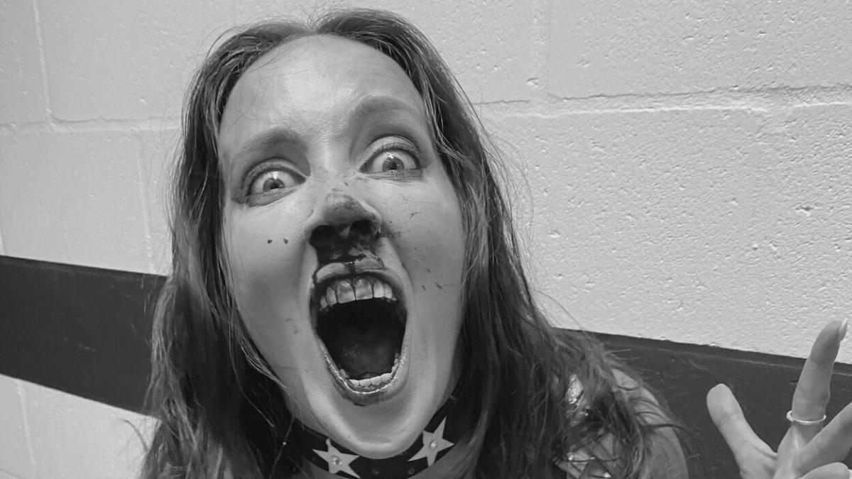 Chelsea Green shouting with a broken nose at WWE Saturday Night's Main Event