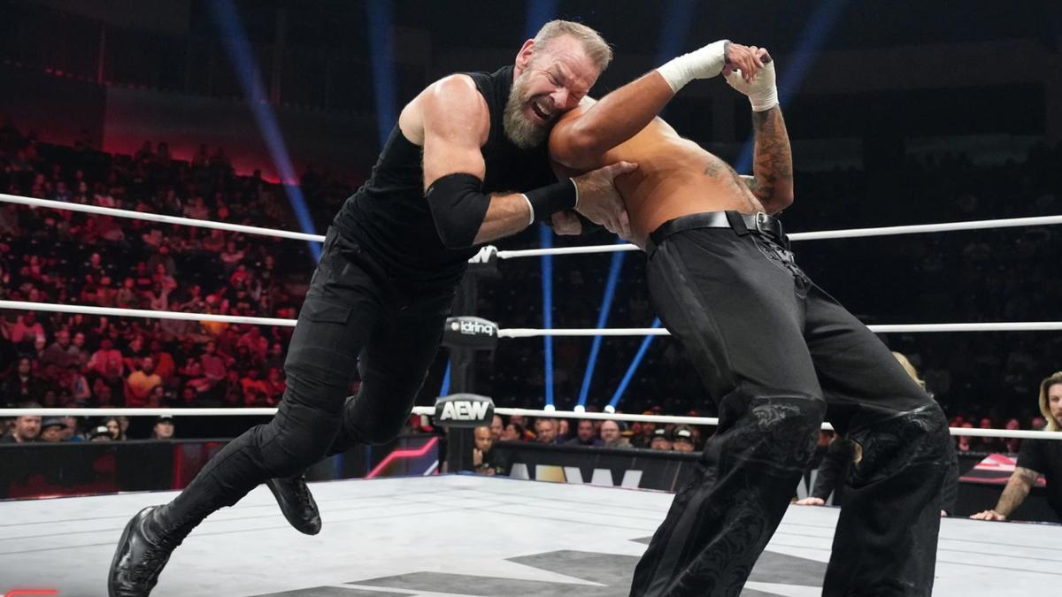 Christian Cage hitting a move on Bryan Keith on June 26 edition of AEW Collision