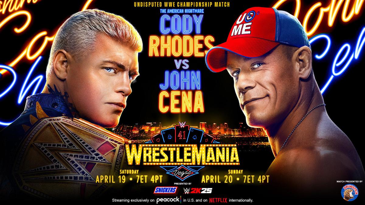 Cody Rhodes vs. John Cena at WWE WrestleMania 41 graphic
