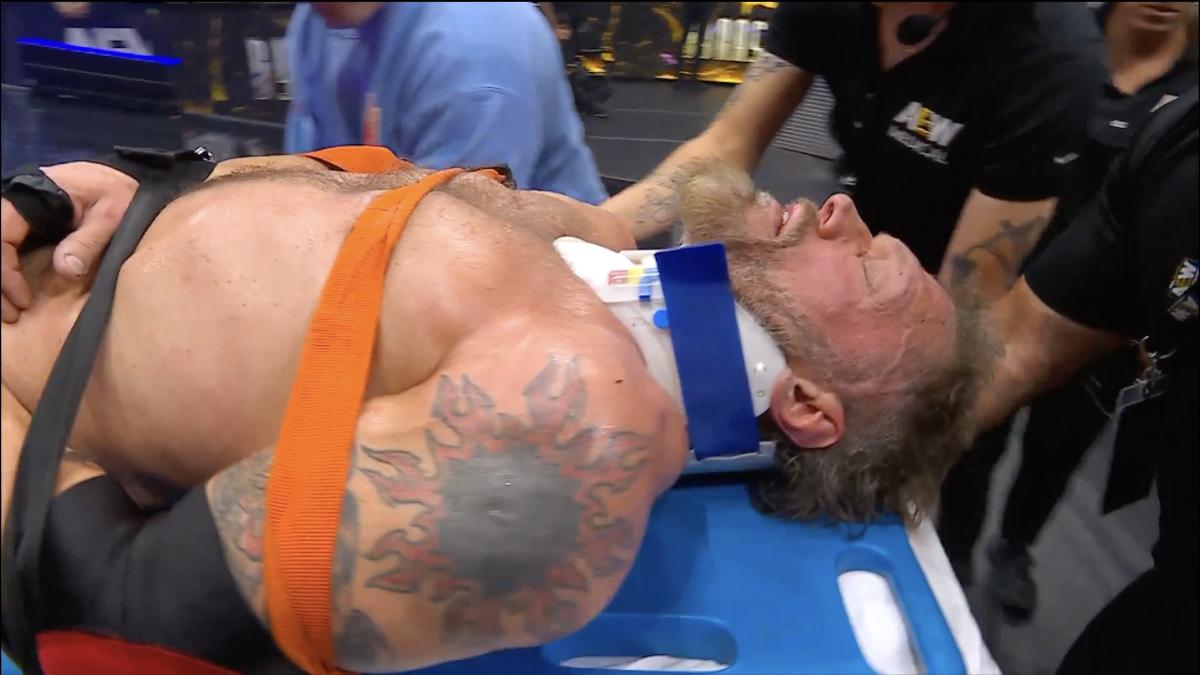 Cope on a stretcher at AEW Dynasty 