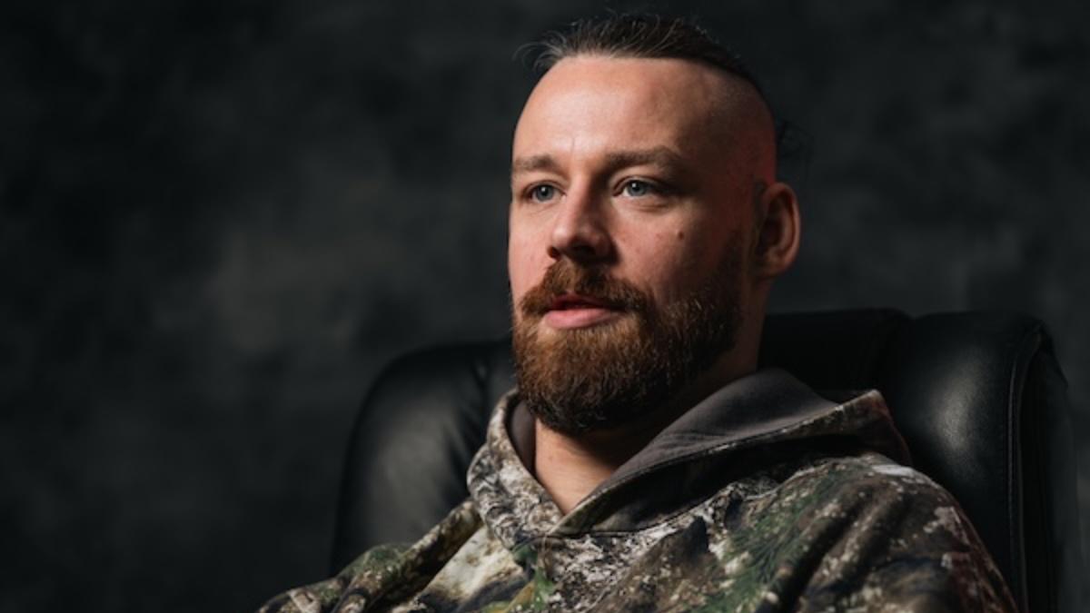 David Finlay wearing a camo jacket