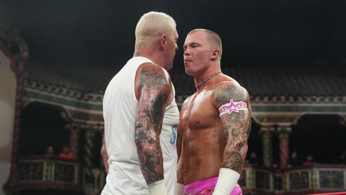 Dustin Rhodes and Kyle Fletcher facing off