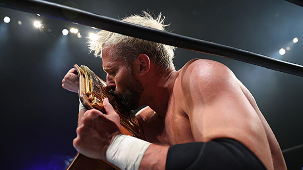 El Phantasmo kissing the NJPW World Television Title