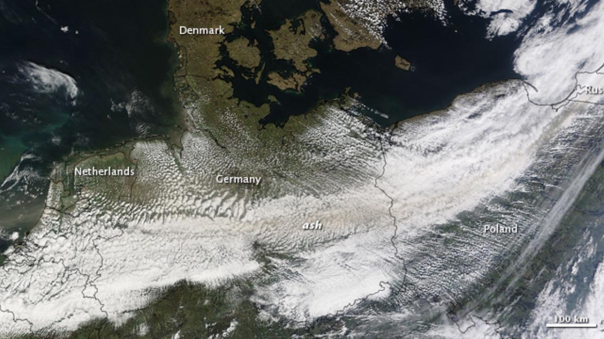 Ash map for Eyjafjallajökull