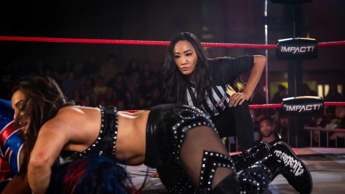 Gail Kim as the special guest referee at TNA Turning Point 2023