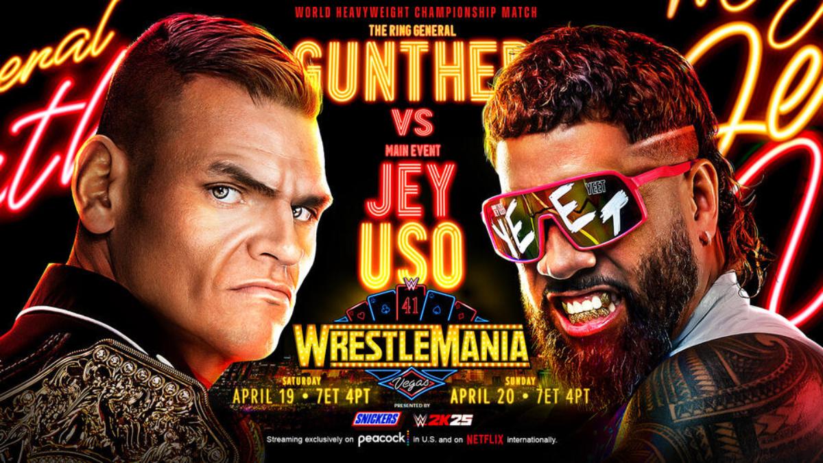 Gunther vs. Jey Uso at WWE WrestleMania 41 graphic