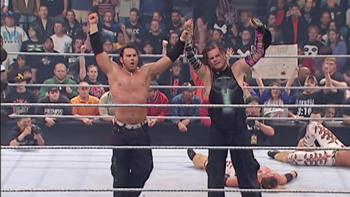 The Hardy Boyz celebrating at WWE ECW December to Dismember