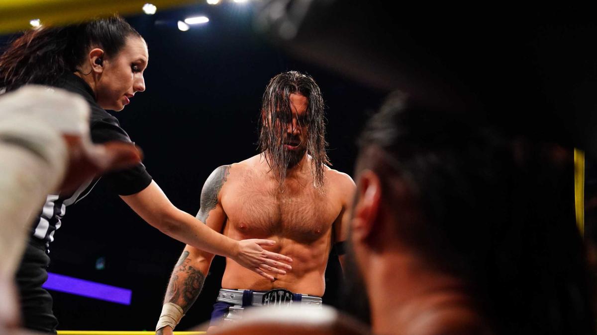 Jason Hotch staring at Mustafa Ali at TNA Against All Odds 2025
