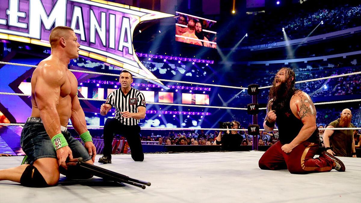 John Cena and Bray Wyatt at WWE WrestleMania 30