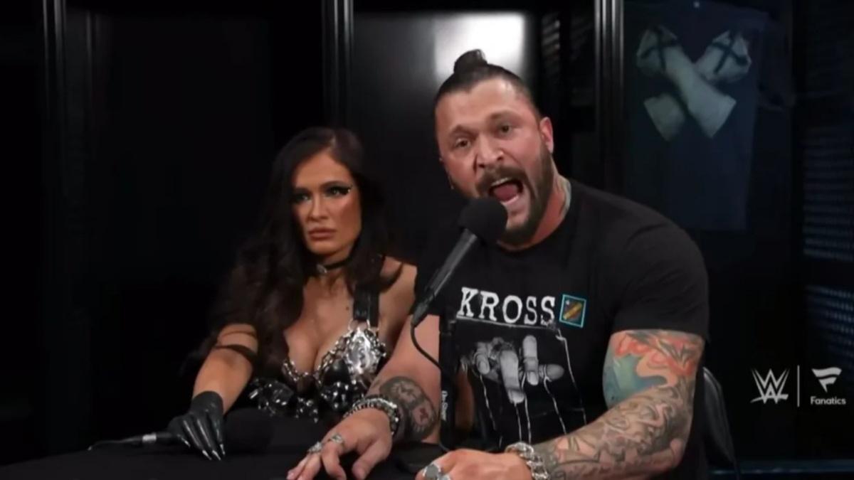 Karrion Kross talking into a mic 