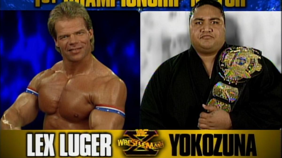 Graphic for Lex Luger vs. Yokozuna at WWE WrestleMania X