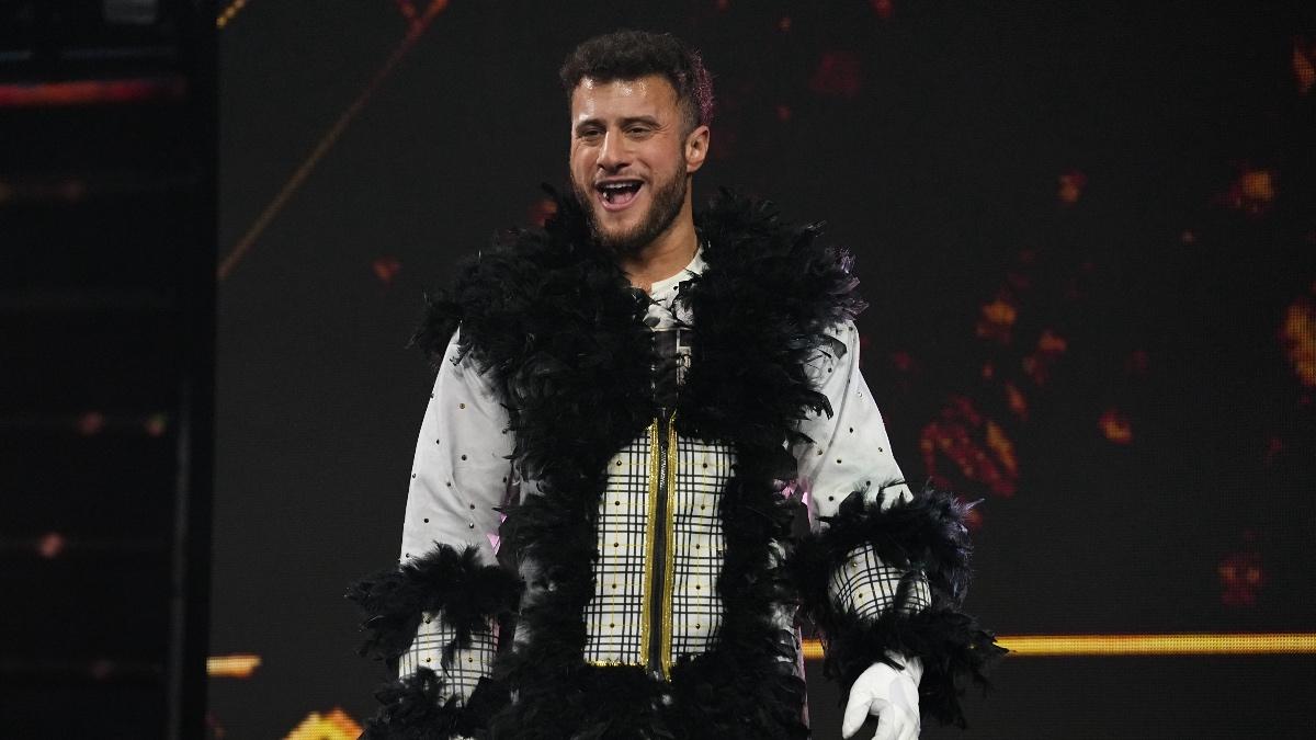 MJF in a white and black robe at AEW All Out 2025
