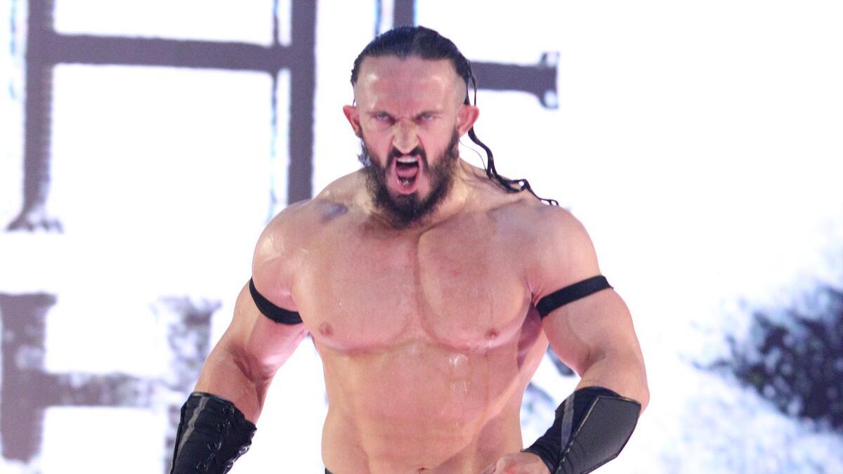 Neville looking very angry in WWE as Cruiserweight Champion