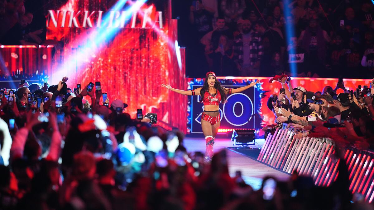 Nikki Bella making her entrance at WWE Royal Rumble 2025