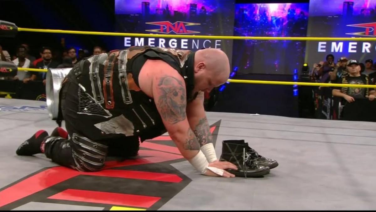 Sami Callihan leaving his boots in the ring 