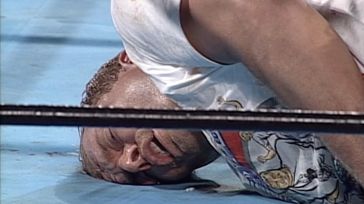 Sandman in pain at ECW November To Remember 1997