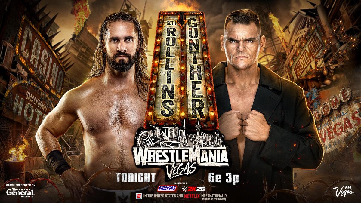Graphic for Seth Rollins vs. Gunther at WWE WrestleMania 42