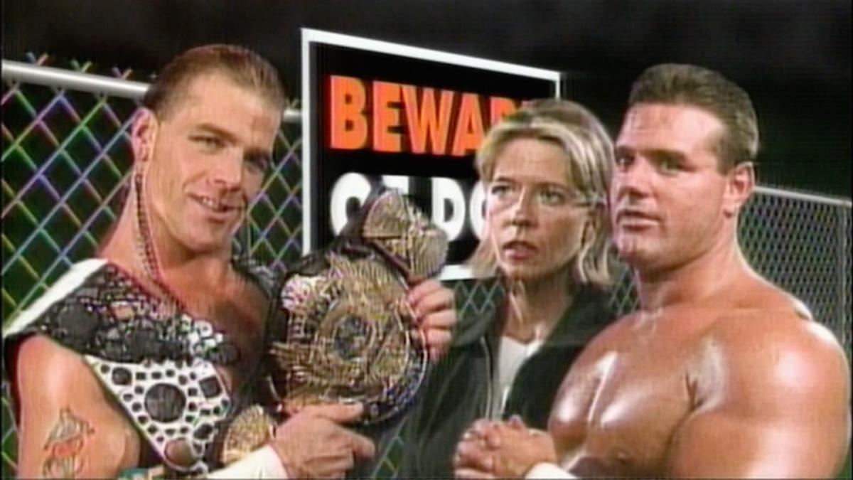 Graphic with Shawn Michaels, Davey Boy Smith and Diana Hart for WWE Beware Of Dog