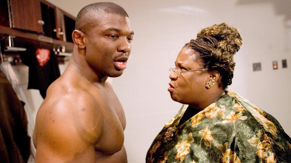 Shelton Benjamin speaks with his 'Momma' during an episode of WWE Raw from 2006