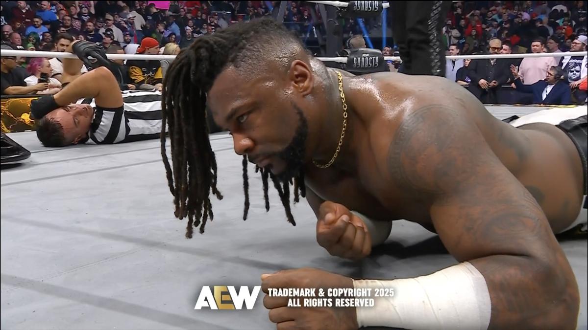 Swerve Strickland looking despondent at AEW Dynasty 2025