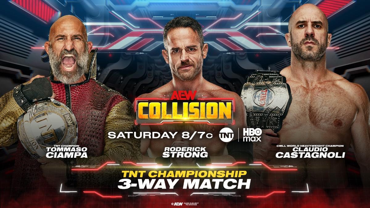Graphic for Tommaso Ciampa vs. Roderick Strong vs. Claudio Castagnoli on February 7, 2026 episode of AEW Collision