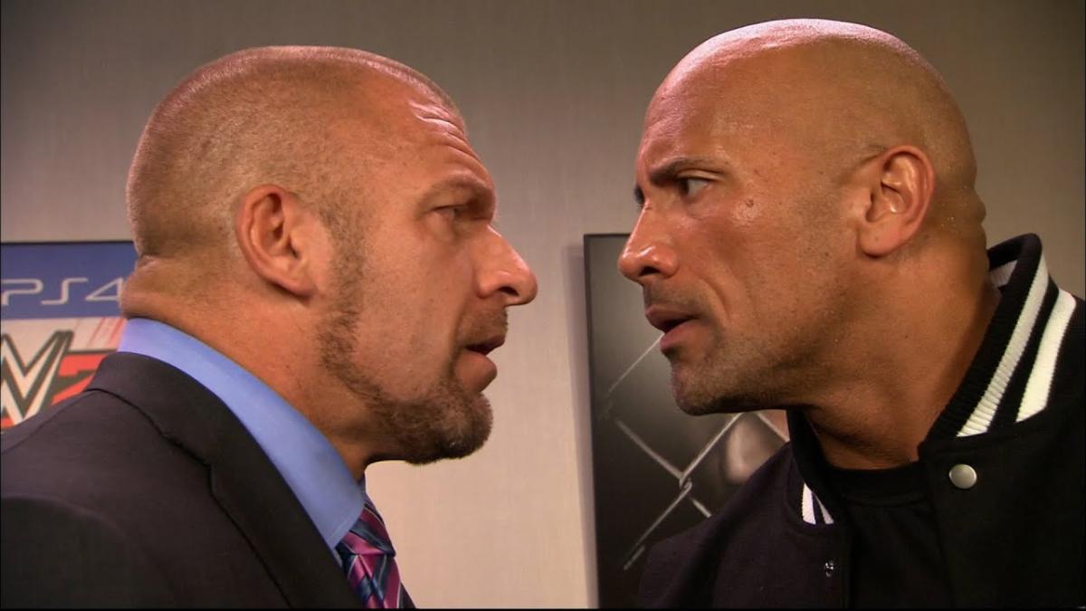 Triple H and The Rock face to face on 2014 episode of WWE SmackDown