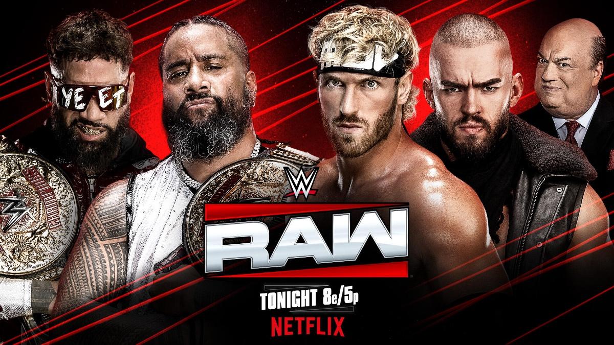 Graphic for The Usos vs. Logan Paul & Austin Theory on WWE Raw