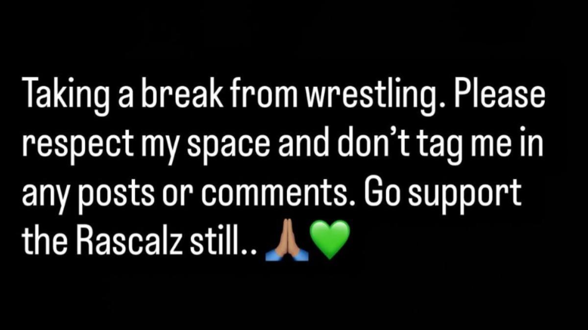 Post from Trey Miguel about taking a break from pro wrestling