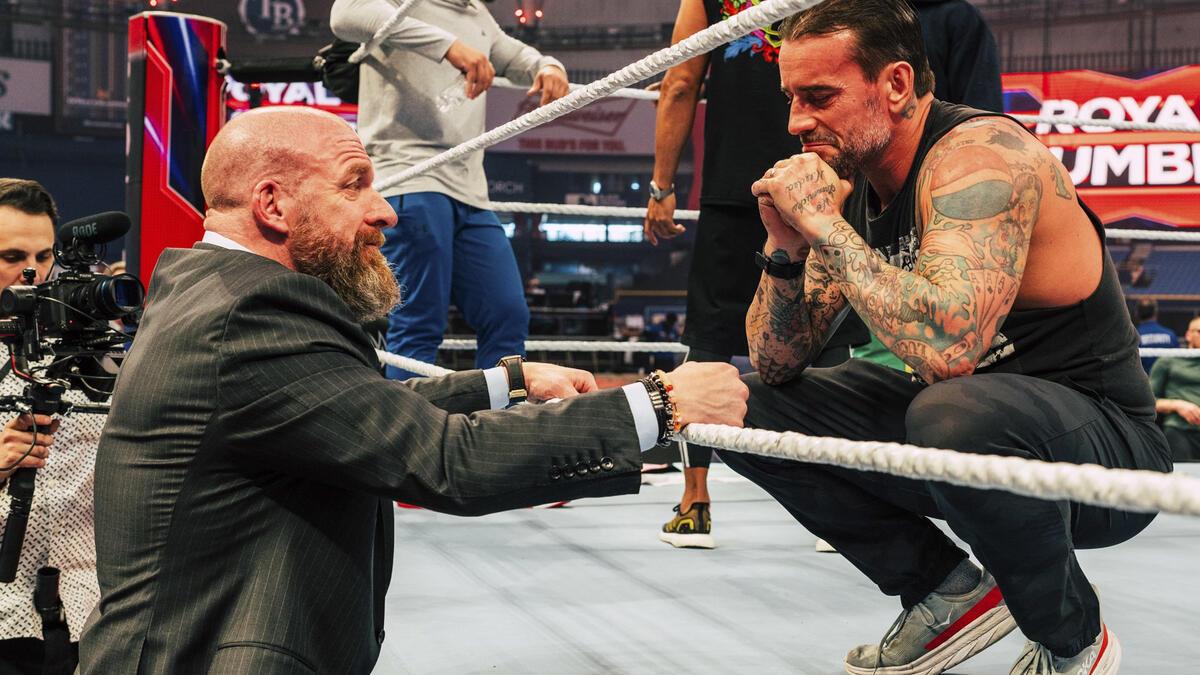 Triple H and CM Punk talk prior to the 2024 Royal Rumble