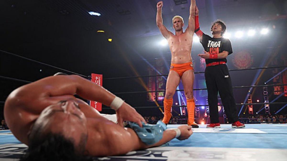 Zack Sabre Jr celebrating after victory 