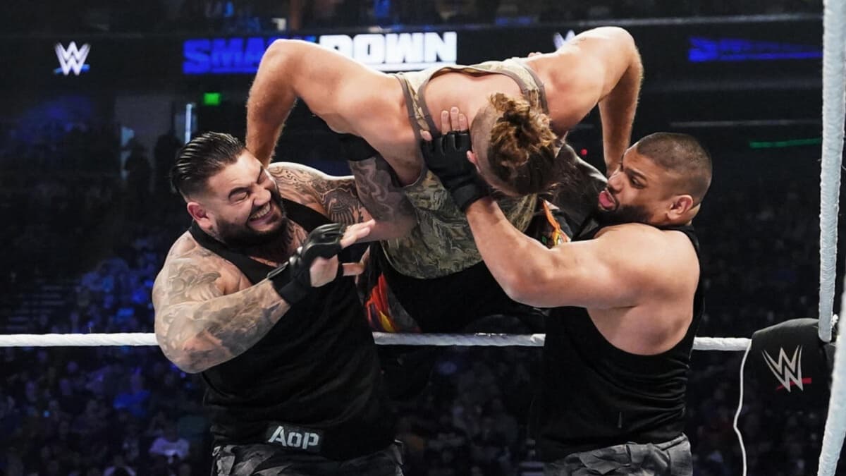 AOP throwing a wrestler into the ring