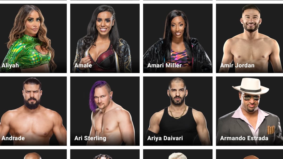 Andrade on WWE.com alumni section