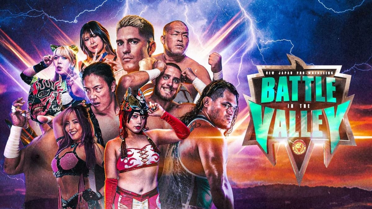 Promotional poster featuring many wrestlers for NJPW Battle In The Valley