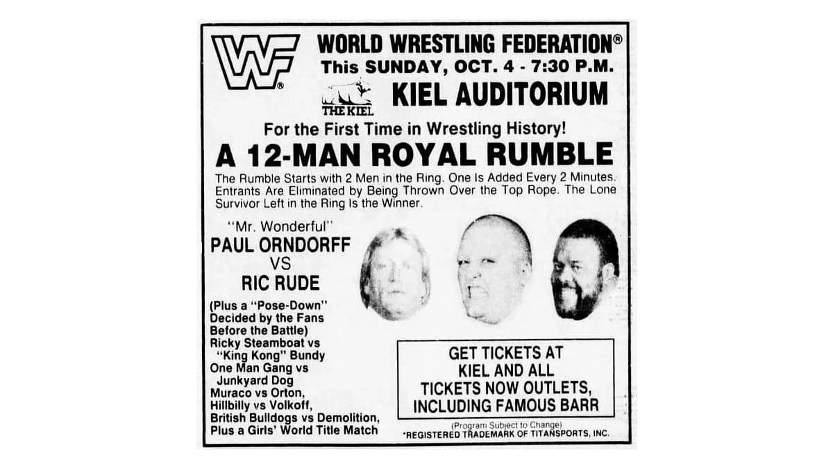 Advertisement for 1987 Royal Rumble