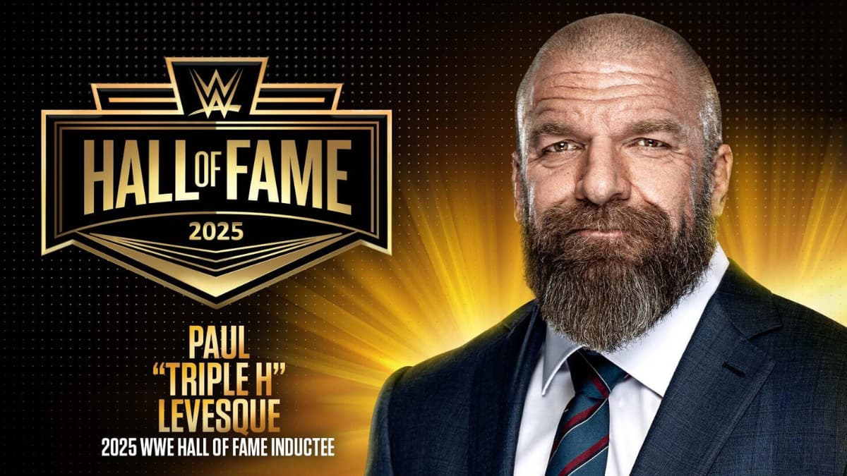 Poster announcing Triple H's 2025 induction into the WWE Hall of Fame