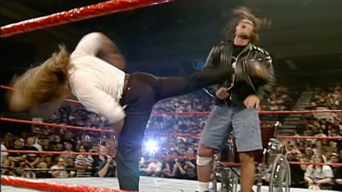 Shawn Michaels superkick to Bret Hart on May 12, 1997
